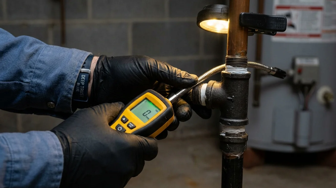 Gas leak detection with electronic sniffer by Johns Plumbing LLC in Beaver